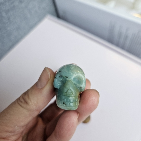 Mini skulls crystal set Amazonite agate clear quartz - Picture 13 of 14